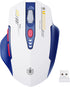 Wireless Mouse with Visible Battery Display - Rechargeable 2.4G USB Optical Mouse for Laptop PC, White and Blue