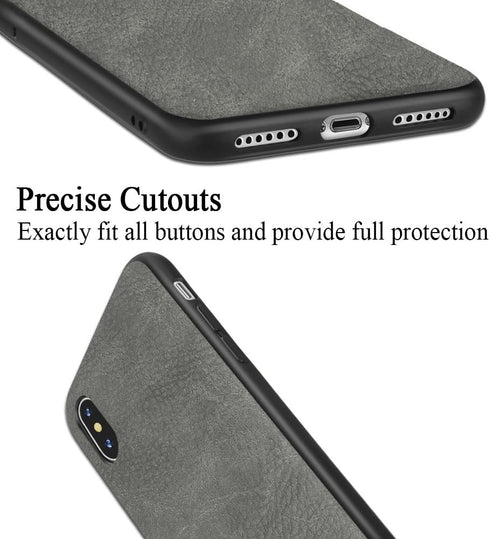 SALAWAT Slim Shock Proof Phone Case for iPhone Xs, Lightweight Premium PU Leather TPU Bumper Protection (Gray)
