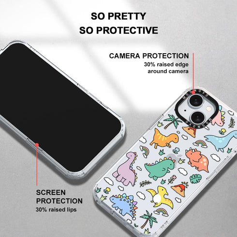 MOSNOVO iPhone 15 Case - Clear TPU Bumper, Shockproof, 6.6 ft Drop Impact, Anti Peel Off, Cute Dinosaur Design, 6.1"