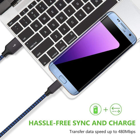 Micro USB Cable, 3Pack 10FT Android Charger Cable Long Nylon Braided for Samsung Galaxy S7 S6 Edge, Tablets and More