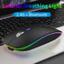 TENMOS Wireless Bluetooth Mouse, LED Slim (Bluetooth 5.1/5.0 + USB) 2.4GHz Rechargeable Silent Bluetooth Wireless Mouse with Type C Adapter for Laptop/MacBook/iPad OS 13 and Above (Matte Black)