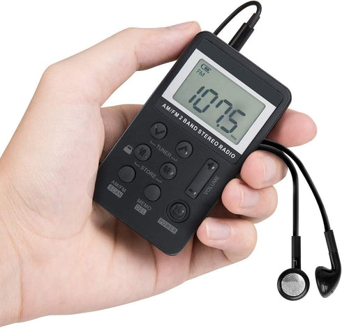 Personal AM/FM Pocket Radio, Portable VR-robot Mini Digital Tuning Walkman Radio with Rechargeable Battery for