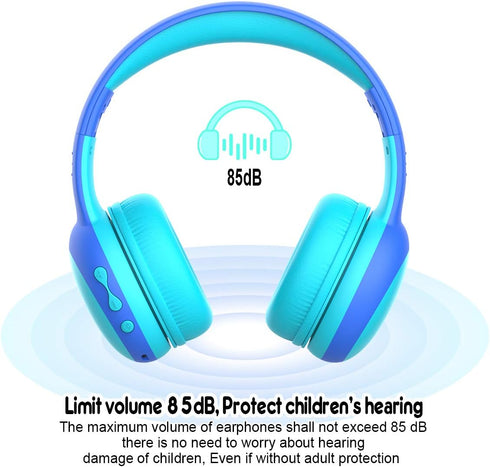 gorsun Bluetooth Kids Headphones, Wireless Headsets with 85dB Volume Limited, Stereo Over-Ear for Boys and Girls (Blue)