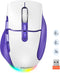 MEETION Wireless Mouse for Laptop, Ergonomic Rechargeable Mouse with USB and Bluetooth, 4 Adjustable DPI, Purple White