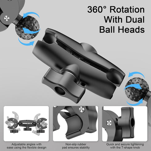 Double Clamp Camera Mount, Universal Bracket for Golf Carts, Umbrella, Strollers, Photo Studio