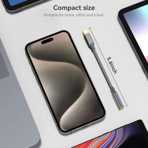 USB C to 3.5mm Aux Audio Dongle for iPhone 15 Pro Max, Samsung Galaxy S23, iPad Pro, Pixel - Type C Adapter