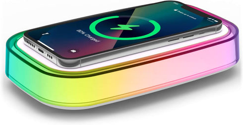 Westclox 15 6 Wireless Charging Pad with Fast Watt Wireless Charging, RGB Color Changing Light with Modes, Adjustable