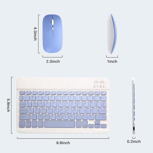 Bluetooth Keyboard and Mouse Combo for iPad, Rechargeable Wireless Keyboard & Mouse with 7-Color Backlit