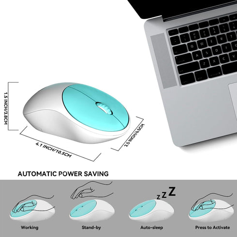 FD Wireless Keyboard and Mouse Combo, 2.4GHz USB Cordless, Cute Round Keys, Slim Set for Laptop & Computer