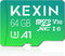 KEXIN 64GB Micro SD Card with Adapter, Up to 90MB/s 4K, V30, A1, C10, Compatible with Smartphone, Tablet, Drone