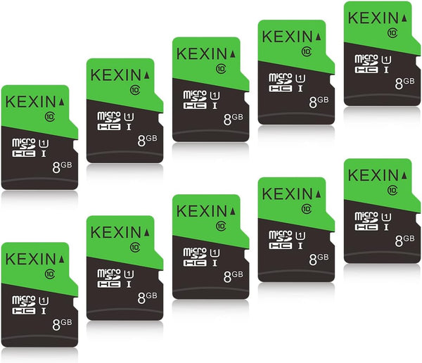 KEXIN 8GB Micro SD Card 10 Pack with SD Adapter, UHS-I C10 Full HD High Speed TF Card for Smartphone, Tablet