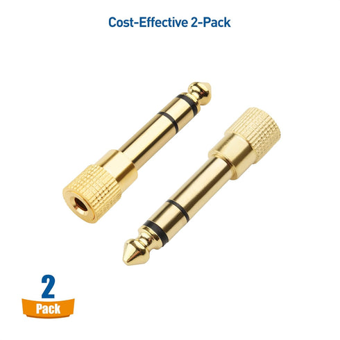 Cable Matters 2-Pack 1/4 to 1/8 Headphone Adapter, 6.35mm to 3.5mm Male to Female, Gold Plated