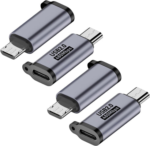 AreMe Micro USB 2.0 to USB C Adapter (4 Pack), USB Type C Female to Micro USB Male Converter for Samsung Galaxy S7 S7