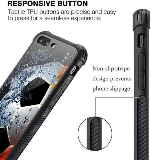 CARLOCA iPhone 8 Plus Case, Sizzling Soccer Design, Shockproof Anti-Scratch Case for iPhone 7/8 Plus