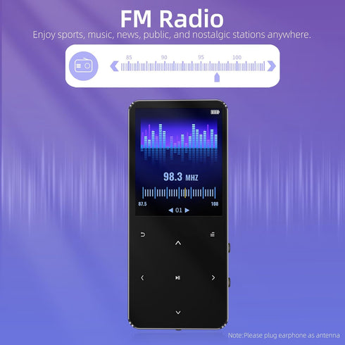 Tengsen Mp3 5.3, Mp3 128GB, (Black,64GB) Player with Bluetooth Portable Digital Music Player with Speaker, FM Radio