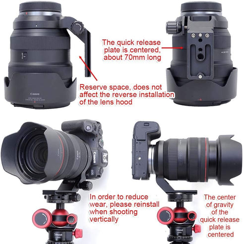iShoot 74.5mm Metal Tripod Mount Ring Lens Collar, Compatible with Canon RF 28-70mm f/2L USM, Arca-Swiss Fit