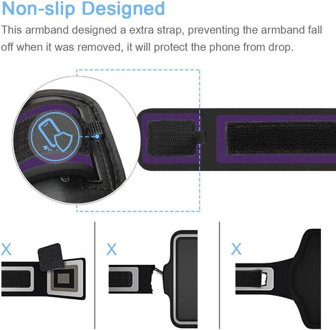 JEMACHE Gym Run Workout Armband for Galaxy Note 10+, 9, 8, Water Resistant Case with Key Holder, Purple
