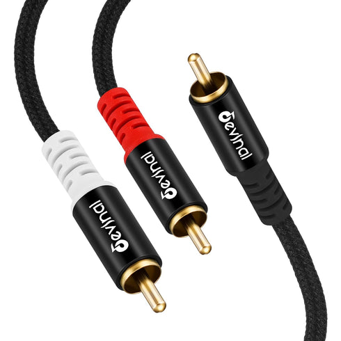 Devinal RCA Y Cable, RCA/Phono Y Splitter, RCA 1 Male to 2