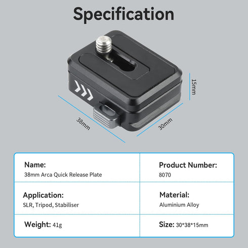 UTEBIT 38mm 1/4" 5kg, Camera Quick Release Plate, Screw Thread Quick Release System QR Plate Camera Tripod Mount