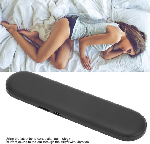 Bluetooth Pillow Speaker Portable Mini Bone Conduction Sleeping Speaker with Stereo Bass for Deep Sleeping Soft Whispering Sound (Black)
