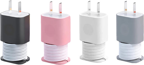 365Home 4-Pack 2 In 1 Silicone Charger Protector with Cord Wrap, Compatible with 18W/20W Charger
