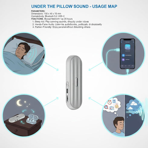 Morseatooke Pillow Speaker Bluetooth Sound Machine with Bone Conduction Technology,White Noise for Sleep Enhancement