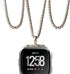 Stainless Steel Chain Necklace Smartwatch Band, Compatible with Fitbit Versa 1/2/Lite, Polished Silver Metal Replacement