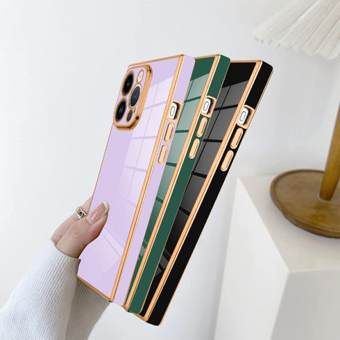 SAKUULO iPhone 13 Pro Case, Green Cute Gold Plating, Soft TPU Shockproof, Full Camera Protection Bumper Cover