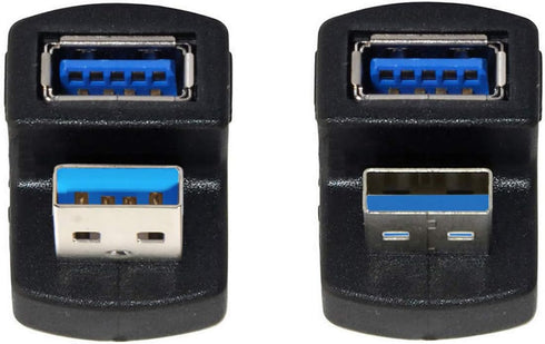 xiwai Up & Down Angled USB 3.0 Adapter, A Male to Female Extension 180 Degree, 5Gbps