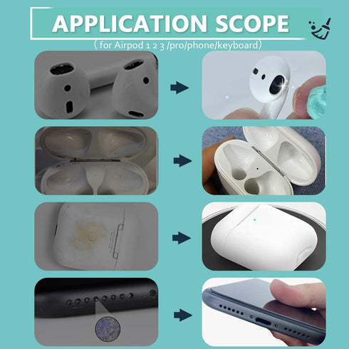203PCS Airpod Cleaner Kit, iPhone Charge Port Cleaning Kit, Earbud Cleaning Putty for Airpods, Headphones, Phone