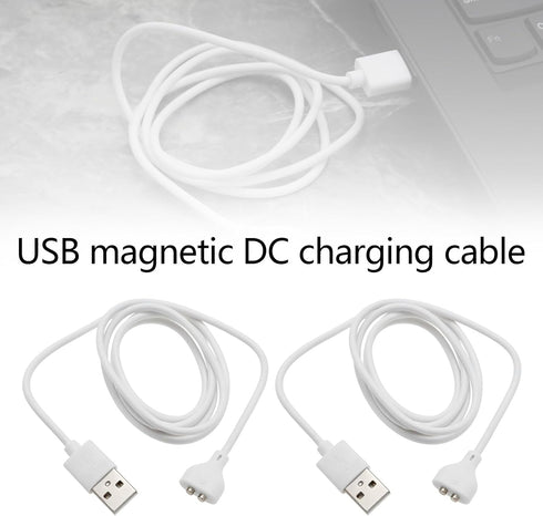 2PCS Magnetic USB DC Charger Cable 1m Replacement Charging Magnet Cord USB Magnetic Charging Cord 5mm/0.19Inch Pitch for Wall Charger Power Bank Latop White