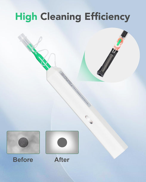 Fiber Optic Cleaning Pen, One Click Fiber Cleaner for SC/FC/ST 2.5mm Ferrule Connectors, Over 800 Uses with Case