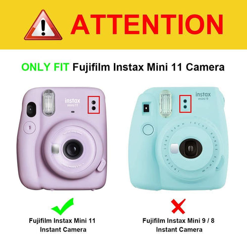 Frankmate PU Leather Camera Case for Fujifilm Instax Mini 11 12, Adjustable Strap and Pocket (Magic Purple)