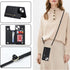 iPhone 13 Crossbody Phone Case - Black Leather Wallet with Card Holders, Adjustable Strap, Protective Design, 6.1 inch.