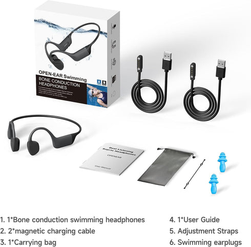 Generic Swimming,IP68 5.4, 32GB Swimming Bone Conduction Headphones Waterproof,Bluetooth Built-in TF Headphones