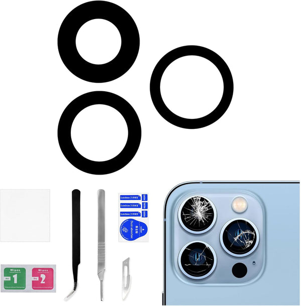 OEM Rear Camera Lens Replacement for iPhone 13 PRO, Dual-Sided Adhesive Back Camera Glass Lens with Fix Tool Repair Kit