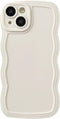 Caseative Solid Color Curly Wave Frame Soft Case for iPhone 14 (White, Compatible with iPhone 14)