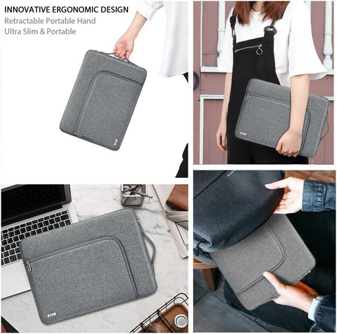 KCY Waterproof Laptop Sleeve Case 15.6 16 Inch | Shockproof Cover Bag for MacBook Pro, Surface, Dell XPS, HP (Grey)