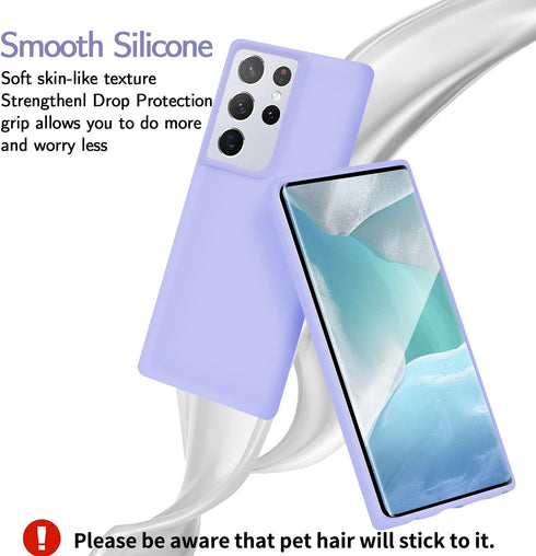 Liquid Silicone Case Compatible with Galaxy S21 Ultra 5G - Shockproof Gel Rubber Full Body Protection Cover (Purple)