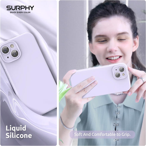 SURPHY iPhone 15 Plus Case (6.7 inch, 2023) - Liquid Silicone, MagSafe Compatible, Lilac + 2 Pack Screen Protector.