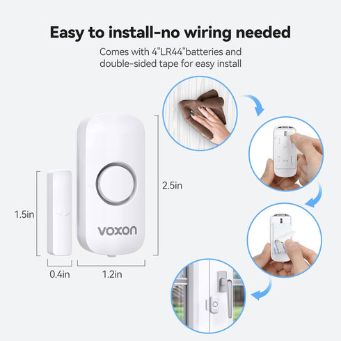 VOXON Door Window Alarm for Kids Safety, Wireless Personal Security Sensor, Burglar Alarm for Home, Cars, Sheds,