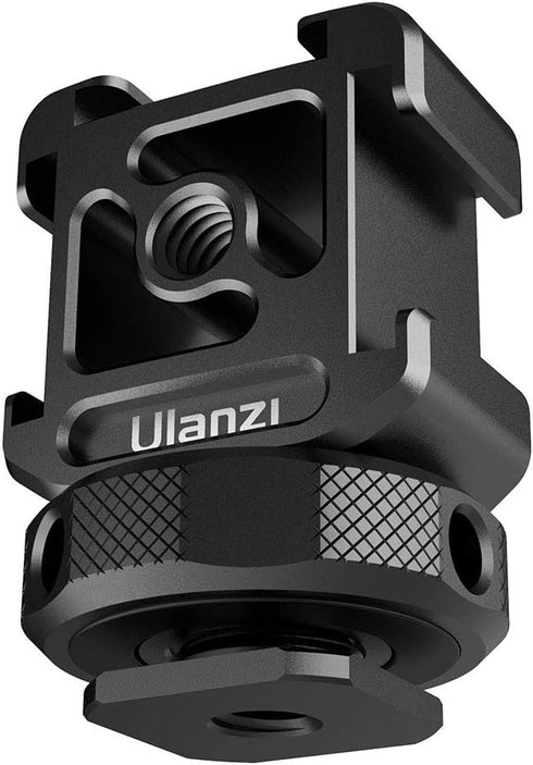 ULANZI PT-12 Camera Hot Shoe Extension Bracket with Triple Cold Shoe Mounts, 1/4'' Screw, Aluminum for Nikon Canon Sony
