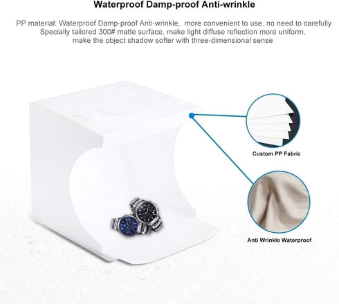 Mini Studio Light Box PULUZ - 7.87in/20cm Foldable Photography Lighting Tent Kit with 40 LED Beads, 6 Colors Backdrops