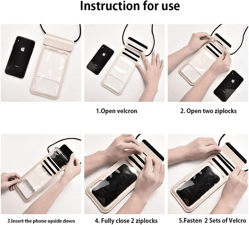 IPX8 Waterproof Phone Pouch - Dry Case for iPhone 13 Pro Max/13 Pro/12/11/Xs Max/XR for Kayaking, Swimming (Gold)