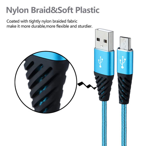 Micro USB Cable 6FT 4-Pack - Phone Charger Android Nylon Braided Fast Charging Compatible with Samsung Galaxy
