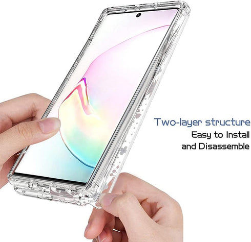 Case for Galaxy Note 10 5G, Clear Soft TPU 360 Full Body Shockproof Hybrid Bumper Phone Case for Girls (Floral Prints)