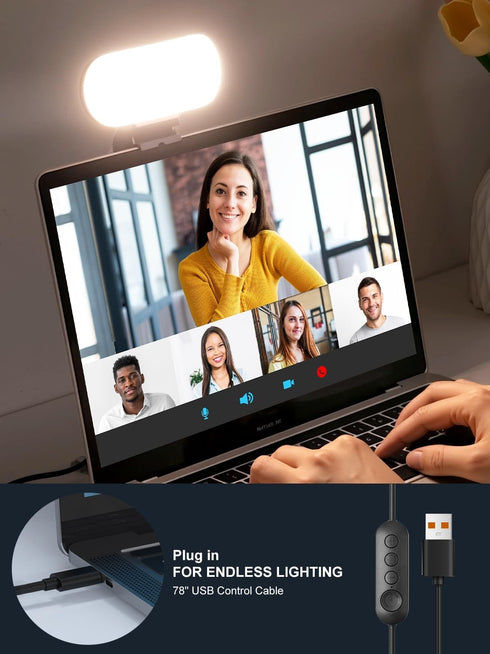 GLOUEN 3 10 Video Conference Lighting & Computer Light USB LED Panel for Laptop & Desktop, Plug-and-Play Webcam Light