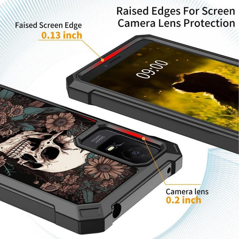 Skull Flowers Case for TCL iON X T430W, TCL 40z, iON V T430M/T430V/T607 - Slim TPU, Rugged Drop Protection & Screen