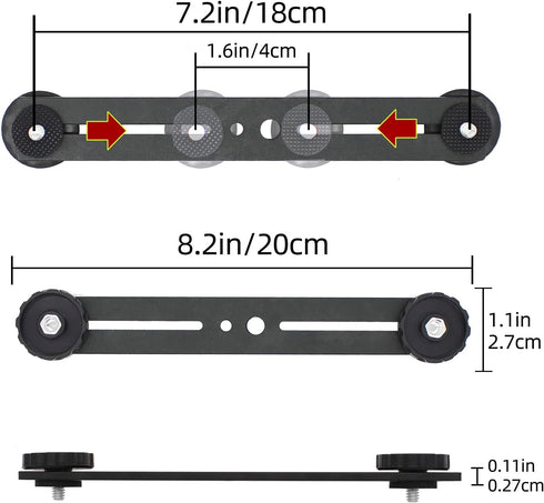 8"/20cm Dual Speedlite Camera Mount Tripod Bracket Flash Extension Bar for LED Video Light and DSLR Flash Light