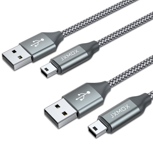 JXMOX Mini USB Cable 3.3ft (2 Pack) - USB 2.0 Type A Male to Mini B for Hero 3+, PS3, Cameras, Dash Cams, MP3, Garmin